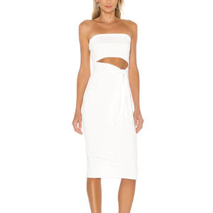 Revolve Superdown White Tube Midi Dress XXS Cut Out Bodycon Strapless Sheyla NEW